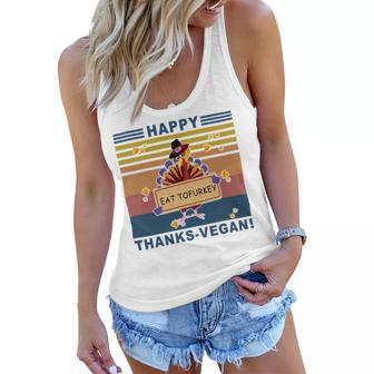 Turkey Happy Thanks Vegan Turkey Vintage Retro Women Flowy Tank | Favorety CA