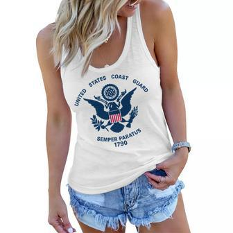 United States Coast Guard Uscg Logo Police Veteran Patriotic Women Flowy Tank - Seseable
