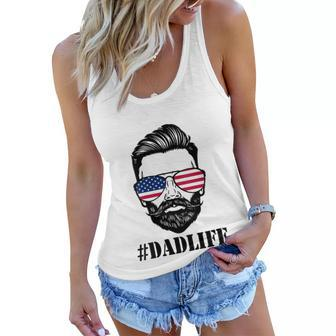 Womens Dad Life Sunglasses American Flag Fathers Day 4Th Of July Women Flowy Tank - Seseable