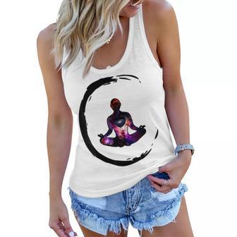 Zen Buddhism Inspired Enso Cosmic Yoga Meditation Art Women Flowy Tank - Seseable