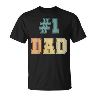 1 Dad Number One Dad Fathers Day Vintage Style T-shirt - Thegiftio