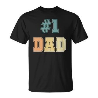 1 Dad Number One Dad Fathers Day Vintage Style V2 T-shirt - Thegiftio