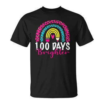 100 Days Brighter Teacher Student 100 Days Of School Rainbow Unisex T-Shirt | Mazezy