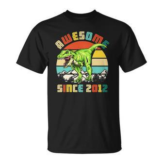 10Th Birthday Dinosaur 10 Years Old Boy Awesome Since 2012 Bday Unisex T-Shirt | Mazezy