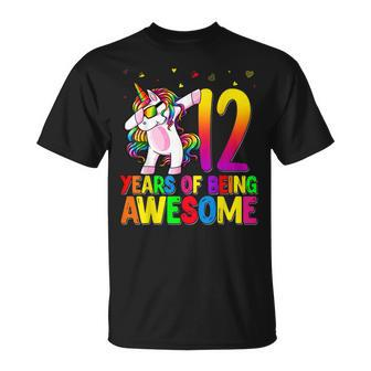 12 Years Old Birthday Unicorn Dabbing 12Th Birthday Unicorn Unisex T-Shirt - Seseable
