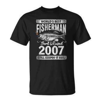 15 Years Old Fisherman Born In 2007 Fisherman 15Th Birthday Unisex T-Shirt | Mazezy