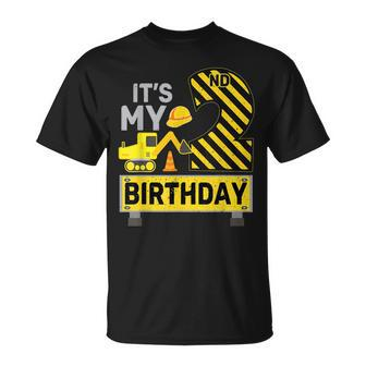 2 Years Old Boy Its My 2Nd Birthday Construction Digger Unisex T-Shirt - Seseable