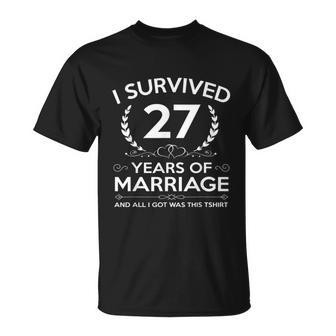 27Th Wedding Anniversary Gifts Couples Husband Wife 27 Years Unisex T-Shirt - Monsterry CA