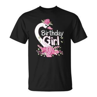 2Nd Birthday Wildlife Swan Animal 2 Years Old Birthday Girl Unisex T-Shirt | Mazezy
