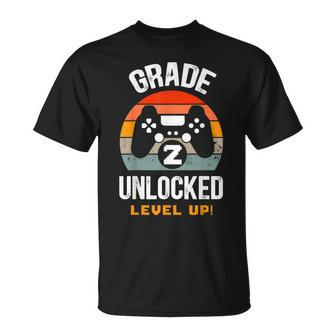 2Nd Grade Boy Gamer Grade 2 Unlocked Level Up Back To School T-shirt - Thegiftio UK