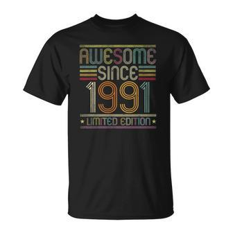 31St Birthday Vintage Tee 31 Years Old Awesome Since 1991 Birthday Party Unisex T-Shirt | Mazezy