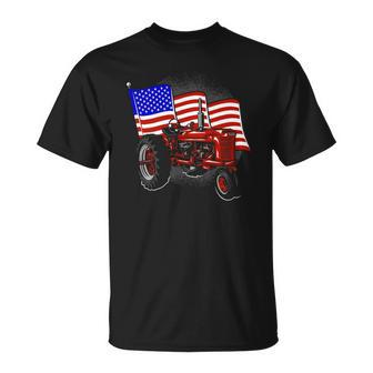 4Th Of July Patriotic Farmer Us Flag Tractor Farmer T-shirt - Thegiftio UK