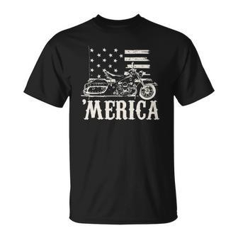 4Th Of July Merica V-Twin Motorcycle Biker Unisex T-Shirt | Mazezy