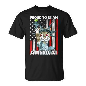 4Th Of July Proud To Be An Americat Us American Flag Cat Unisex T-Shirt - Seseable