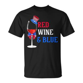 4Th Of July Red White And Blue Wine Glass Firework Drinker Unisex T-Shirt - Seseable