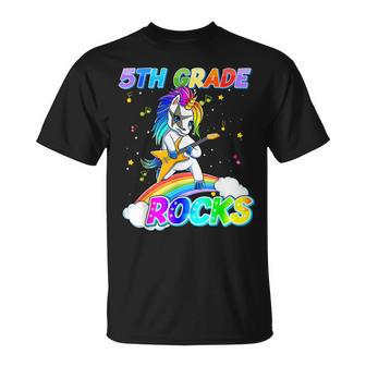 5Th Grade Rocks Unicorn Rainbow Back To School Student Kids Unisex T-Shirt - Seseable