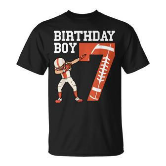 7 Years Old Boy Football Player 7Th Football Birthday Boys Unisex T-Shirt - Seseable