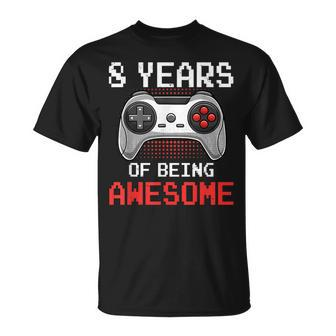 8 Years Old Video Game 8Th Birthday For Boys Kids Gamer Unisex T-Shirt - Seseable