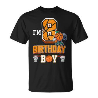 8Th Birthday Basketball Boy 8 Years Old Kids Unisex T-Shirt - Seseable