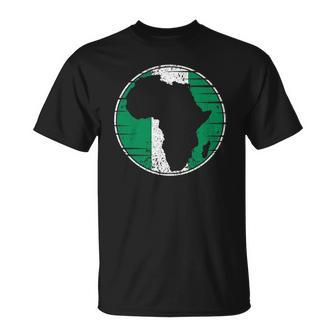 Africa Vintage Retro Map Nigeria Nigerian Flag Unisex T-Shirt | Mazezy