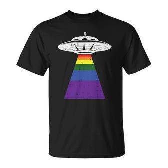 Alien Abduction Gay Pride Lgbtq Gaylien Ufo Proud Ally Unisex T-Shirt | Mazezy
