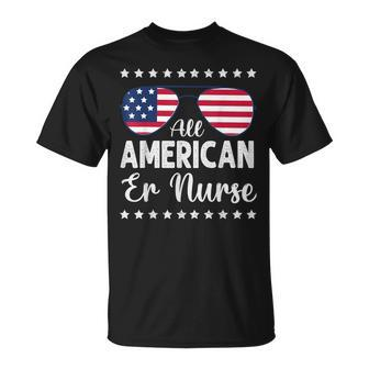 All American Er Nurse 4Th Of July Apparel Sunglasses Flag Unisex T-Shirt - Seseable