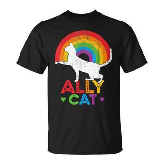 Allycat Lgbt Pride Ally Cat With Rainbow  Unisex T-Shirt