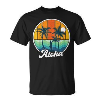 Aloha Hawaii Hawaiian For Boys Girls Palm Tree Surf Unisex T-Shirt | Mazezy