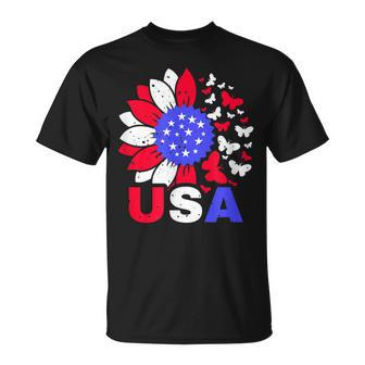 American Flag 4Th Of July Proud Usa Flower Girl Unisex T-Shirt - Seseable