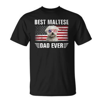 American Flag Best Maltese Dad Ever Tee Dog Dad Unisex T-Shirt | Mazezy
