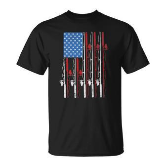 American Flag Fishing Patriotic FishermanFishing Rods Flag Unisex T-Shirt | Mazezy UK