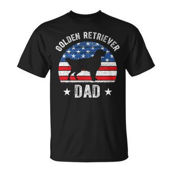 American Flag Golden Retriever Dad 4Th Of July Fathers Day Unisex T-Shirt - Seseable
