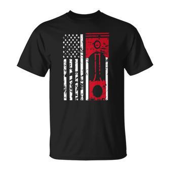 American Flag Piston Muscle Car Gears Mechanic V2 T-shirt - Thegiftio UK