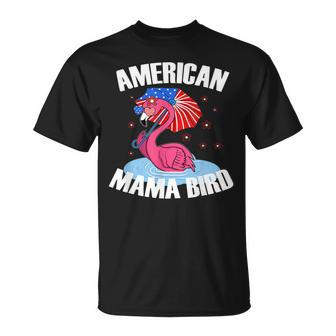 American Mama Bird Patriotic Mom Flamingo Flag July Fourth T-shirt - Thegiftio UK
