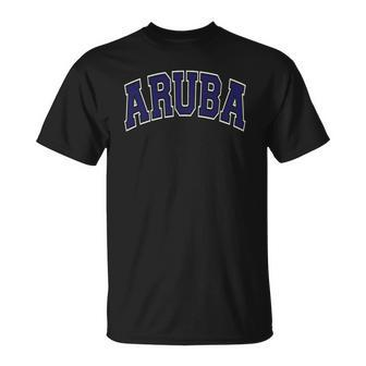 Aruba Varsity Style Navy Blue Text Unisex T-Shirt