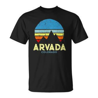 Arvada Colorado Mountains Vintage Retro Unisex T-Shirt | Mazezy