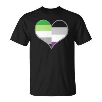 Asexual Aromantic Pride Flag Heart Nonsexual Equality Month Unisex T-Shirt | Mazezy