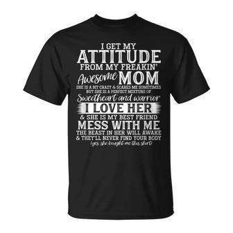 I Get My Attitude From My Awesome Mom Top For Son Daughter V2 T-shirt - Thegiftio