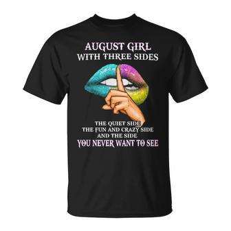 August Girl With Three Sides August Girl Birthday T-Shirt - Seseable