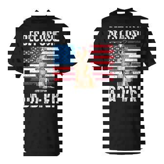 Australian Shepherd Dad American Flag Dog Lover Aussie Dad T-shirt - Thegiftio