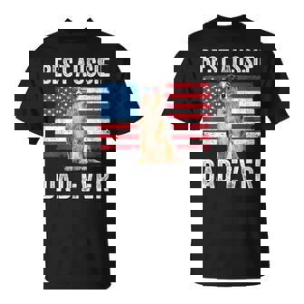 Australian Shepherd Dad American Flag Dog Lover Aussie Dad T-shirt - Thegiftio