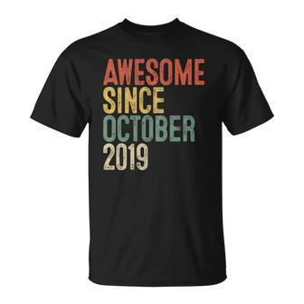 Awesome Since October 2019 3Rd Birthday Gift 3 Years Old Unisex T-Shirt | Mazezy