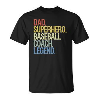 Baseball Coach Dad Superhero Legend Unisex T-Shirt | Mazezy CA