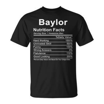 Baylor Name Baylor Nutrition Facts T-Shirt - Seseable