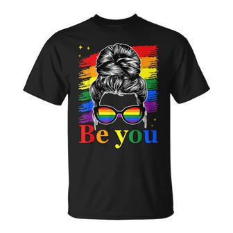 Be You Pride Lgbtq Gay Lgbt Ally Rainbow Flag Woman Face Unisex T-Shirt | Mazezy