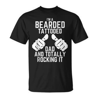 Bearded Tattoo Dad Beard Humor Superhero Best Dad T-shirt - Thegiftio