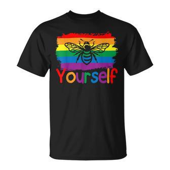 Bee Bee Bee Yourself Butterfly Gay Pride Lgbtq Funny Rainbow Bee Bee V2 Unisex T-Shirt - Monsterry AU