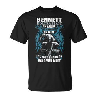 Bennett Name Bennett And A Mad Man In Him T-Shirt - Seseable