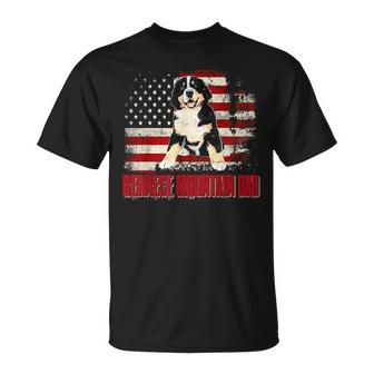 Bernese Mountain Dad American Flag 4Th Of July Dog Lovers V2 Unisex T-Shirt - Seseable