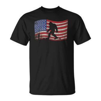 Bigfoot American Flag Sasquatch 4Th July Gift Unisex T-Shirt | Mazezy CA